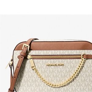 Michael Kors Cream and Tan Crossbody Bag